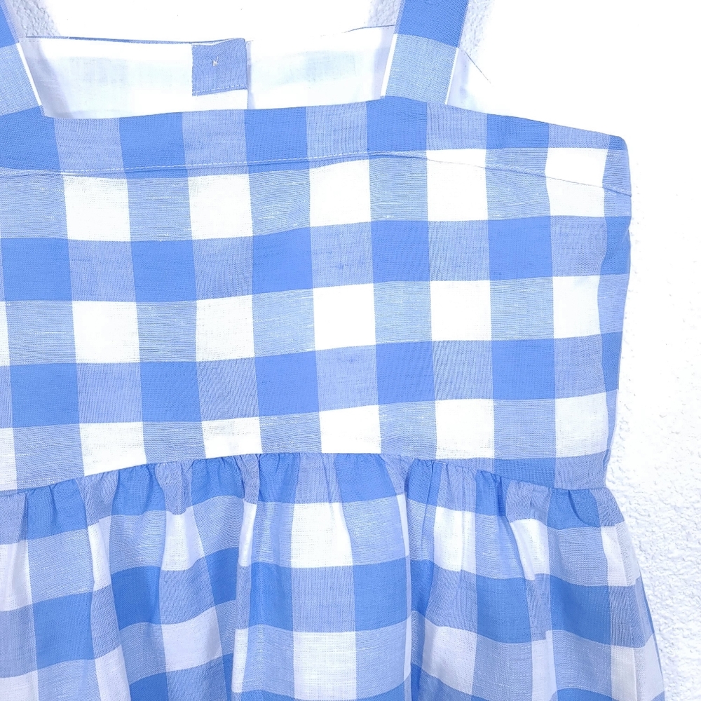 J.CREW Factory Gingham Button Front Linen Blend Mini Blue Dress - Picture 13 of 13